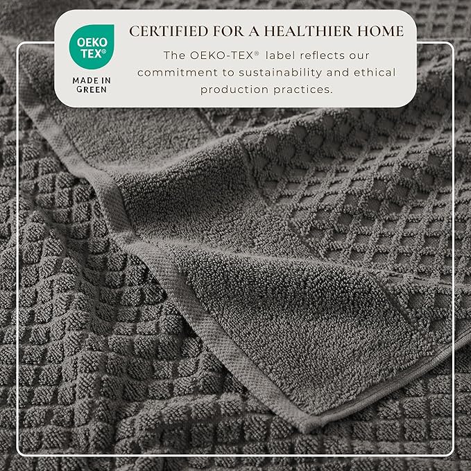 Great Bay Home Bath Towels - 100% Cotton 4 Pack 54x27 Bath Towel Set - Absorbent, Durable, Quick-Dry Towels for Bathroom (Dark Grey)