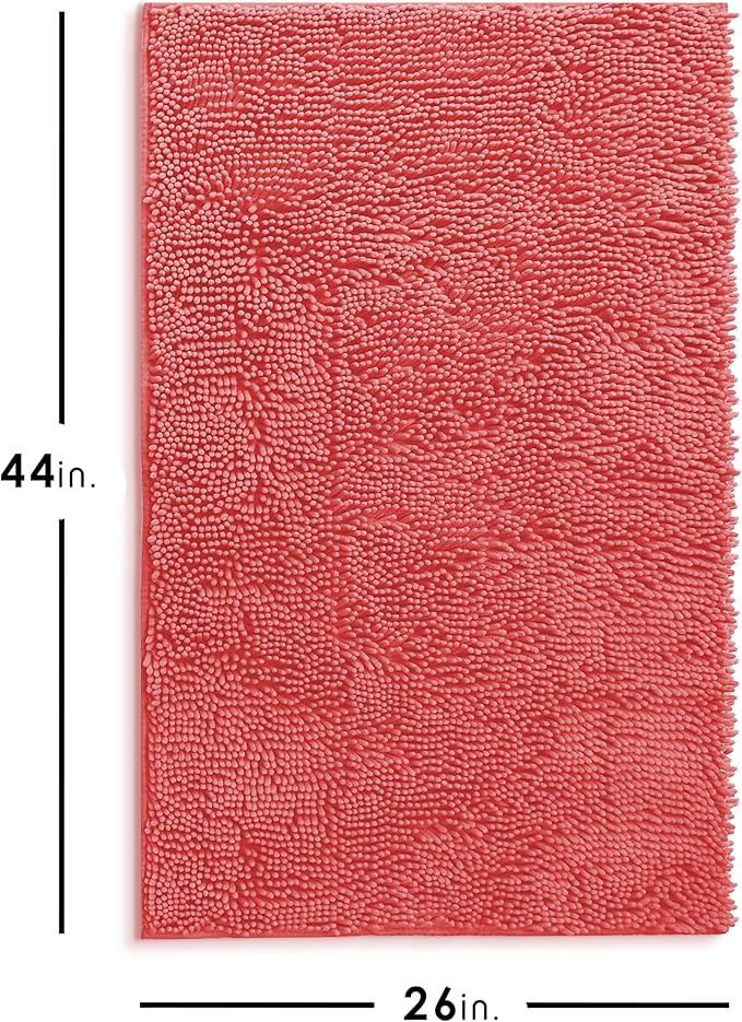 Hearth & Harbor Bathroom Rugs, Chenille Bath Mat - Machine Washable Bath Mats for Bathroom Non-Slip Backing Rubber, Quick Dry Bathroom Mat