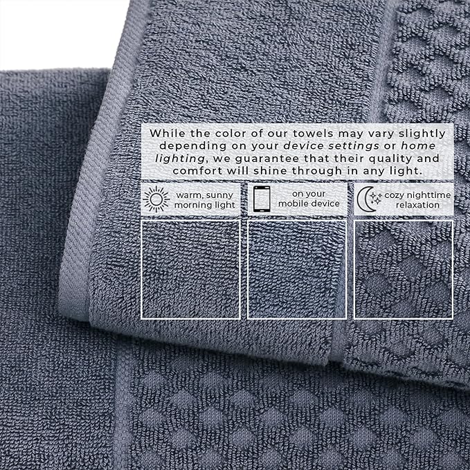 Great Bay Home Bath Towels - 100% Cotton 4 Pack 54x27 Bath Towel Set - Absorbent, Durable, Quick-Dry Towels for Bathroom (Chambray Blue)