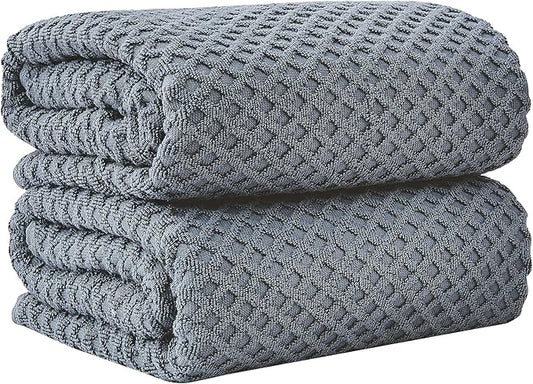 Great Bay Home Oversized Bath Sheets - 100% Cotton 2 Pack 68x35 Extra Large Towel - Absorbent, Durable, Quick-Dry Towels for Bathroom (Blue)