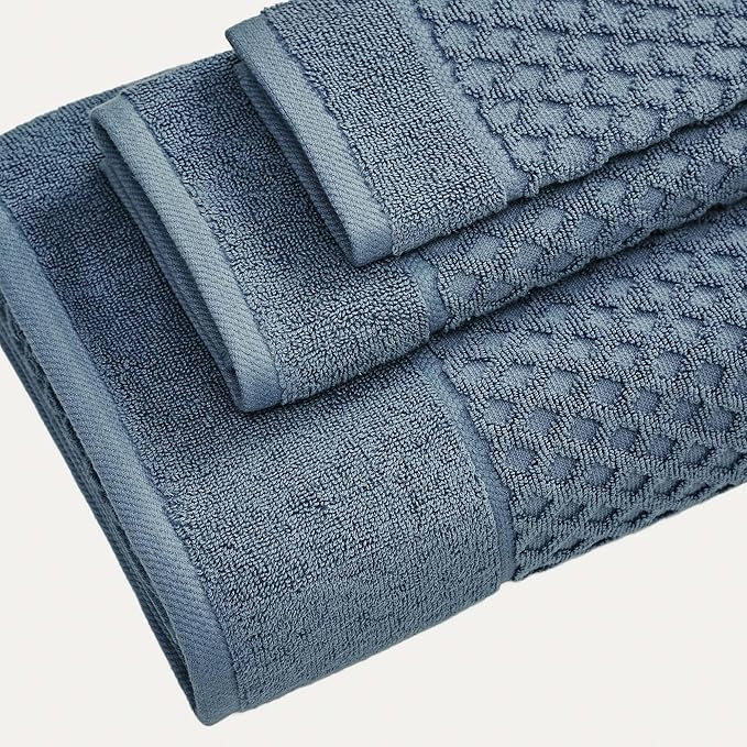Great Bay Home Blue Bath Towel - 100% Cotton - Absorbent, Durable, Quick-Dry Towels for Bathroom (Blue, 54" x 27")