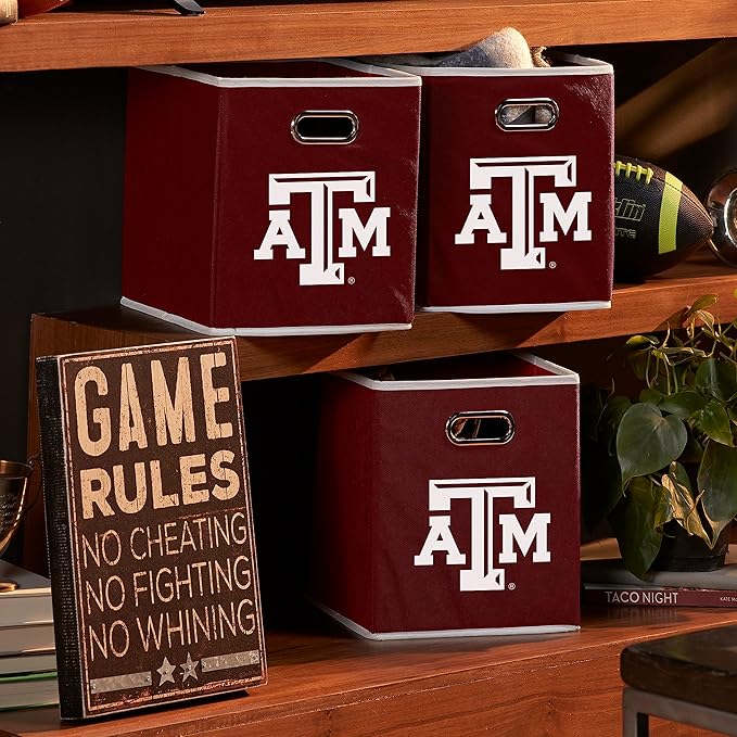 Franklin Sports NCAA College Team Fabric Storage Cubes Made to Fit Storage Bin Organizers