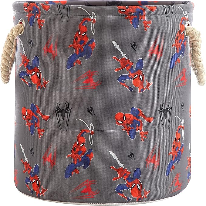 Marvel Spiderman 3-Piece Toy Storage Basket Set – Nesting Fabric Bins with Rope Handles, Multi-Size Organizer for Kids' Toys, Clothes & Accessories, Bedroom or Playroom Decor