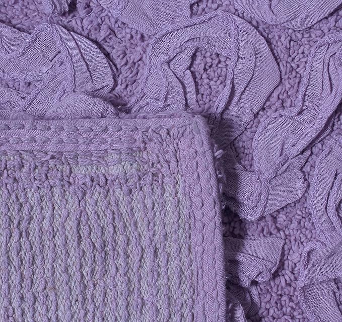 Home Weavers Bell Flower Toilet Lid Cover – 18"x18", 100% Cotton Tufted, Soft & Absorbent, Non-Slip, Machine Washable Bathroom Seat Cover, Purple