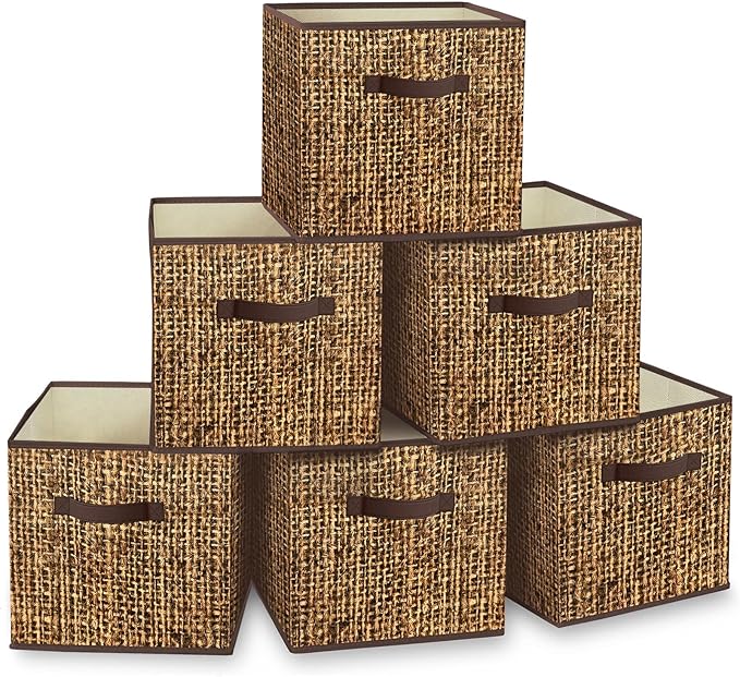 homyfort 11x11 Cube Storage Bins - Fabric Cubby Bins with Dual Handles, Collapsible Storage Organizer for Shelf, Closet, Nursery, Set of 6