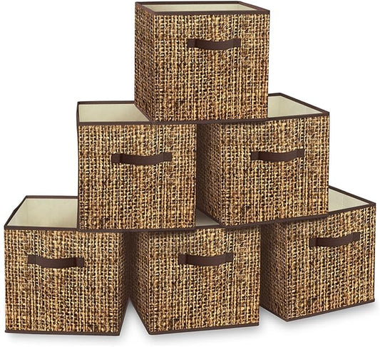 homyfort 11x11 Cube Storage Bins - Fabric Cubby Bins with Dual Handles, Collapsible Storage Organizer for Shelf, Closet, Nursery, Set of 6