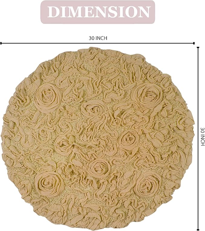 Home Weavers Bell Flower Collection 100% Cotton Tufted Bath Rugs, Extra Soft and Absorbent Bath Rugs, Non-Slip Bath Mats, Machine Washable, Bath Mats for Bathroom Floor and Tub, 30" Round, Yellow