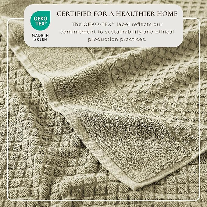 Great Bay Home Oversized Bath Sheets - 100% Cotton 2 Pack 68x35 Extra Large Towel - Absorbent, Durable, Quick-Dry Towels for Bathroom (Desert Sage Green)