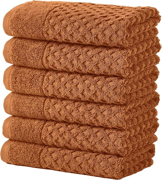 Great Bay Home Hand Towels - 100% Cotton 6 Pack 26x16 Hand Towel Set - Absorbent, Durable, Quick-Dry Towels for Bathroom (Copper)