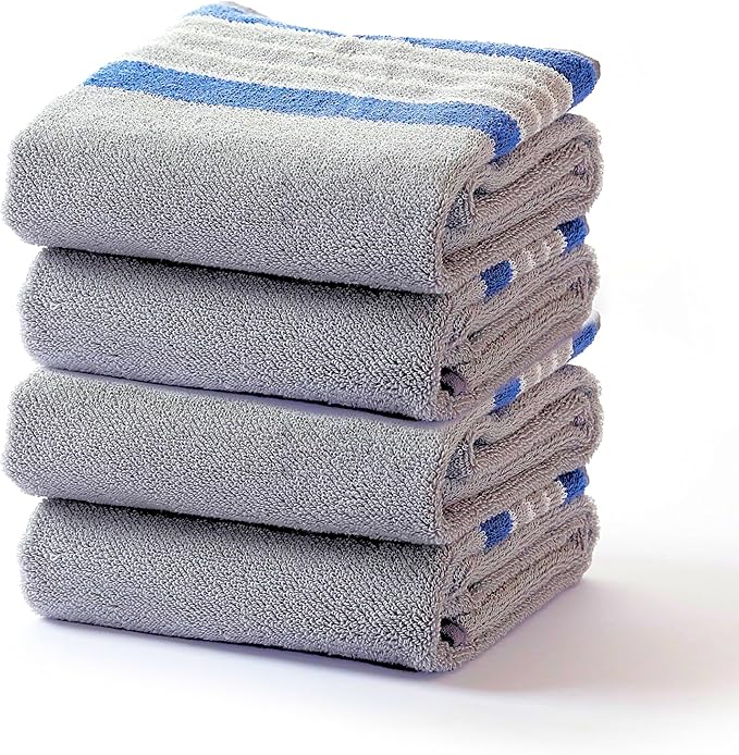 Hand Towels for Bathroom - 14x30 inches, Soft, 100% Cotton, Light-Weight, Light Grey, Set of 4