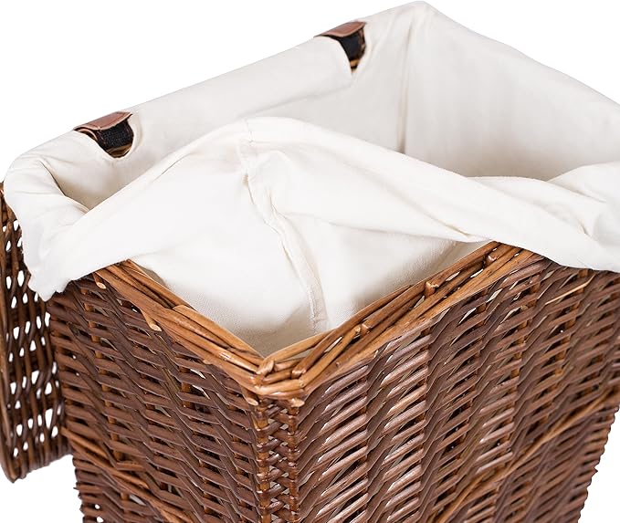 BirdRock Home Woven Willow Baskets with Liner | Set of 5 | Rectangular Hampers and Storage Bins with Lids | Decorative Wooden Wicker Baskets | Organizer | Natural (Brown)