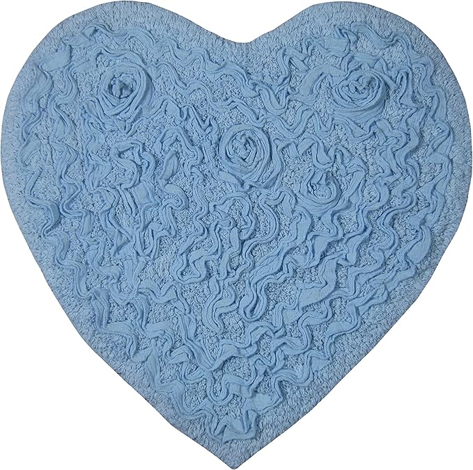 Home Weavers Bell Flower Collection 100% Cotton Tufted Bath Rugs, Extra Soft and Absorbent Bath Rugs, Non-Slip Bath Mats, Machine Washable, Bath Mats for Bathroom Floor, 25"x25" Heart, Sky Blue