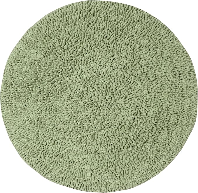 Home Weavers Fantasia Bath Rug 100% Cotton Bathroom Rugs Set, Bathroom Décor, Washable Rug, Extra Soft and Absorbent Bath Rug, Kitchen Mat, Bath Mat Set, Bath Floor Mat Non Slip, 30" Round, Sage
