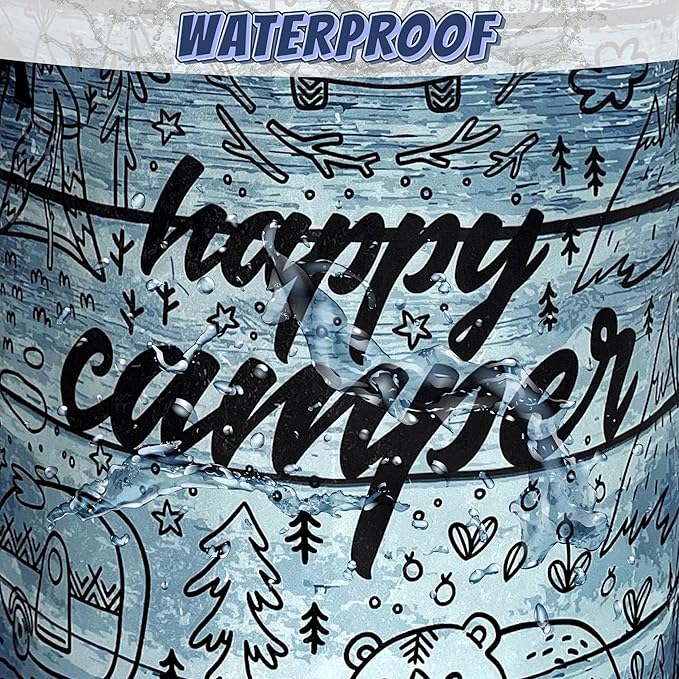 Retro Camping Printed Laundry Basket Foldable Bears Funny Laundry Hamper With Handle Oxford Cloth Portable Clothes Storage Basket Laundry Bag 18.9"x16.5" For Laundry Room/Bedroom/Bathrooms