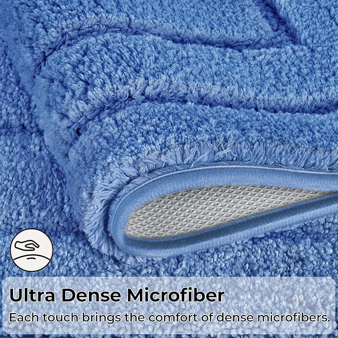 GRANNY SAYS Bathroom Rugs Sets 2 Piece,Soft Bath Mats for Bathroom, Bath Rugs Non Slip Washable, Absorbent Bath Rug for Tub, Shower & Toilet, BathMat Set, Blue 20" x 32" + 16" x 24"