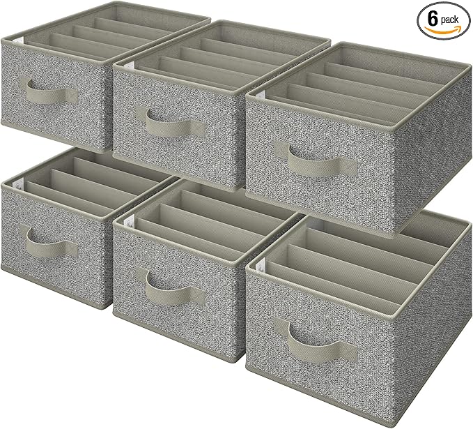 GRANNY SAYS Pants Organizer for Closet, Drawer Organizers for Clothing, Wardrobe Clothes Organizers with Divider, Clothes Organizers and Storage, Jeans, Tshirt, Organizer, Gray, 6-Pack