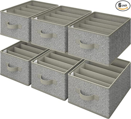 GRANNY SAYS Pants Organizer for Closet, Drawer Organizers for Clothing, Wardrobe Clothes Organizers with Divider, Clothes Organizers and Storage, Jeans, Tshirt, Organizer, Gray, 6-Pack