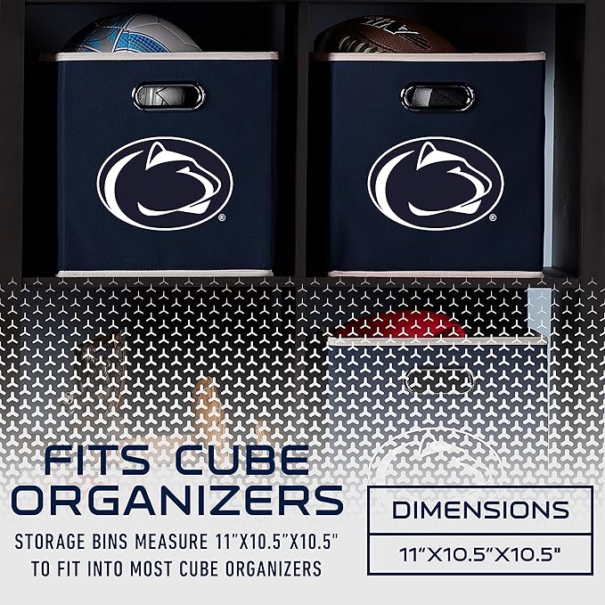 Franklin Sports NCAA College Team Fabric Storage Cubes Made to Fit Storage Bin Organizers