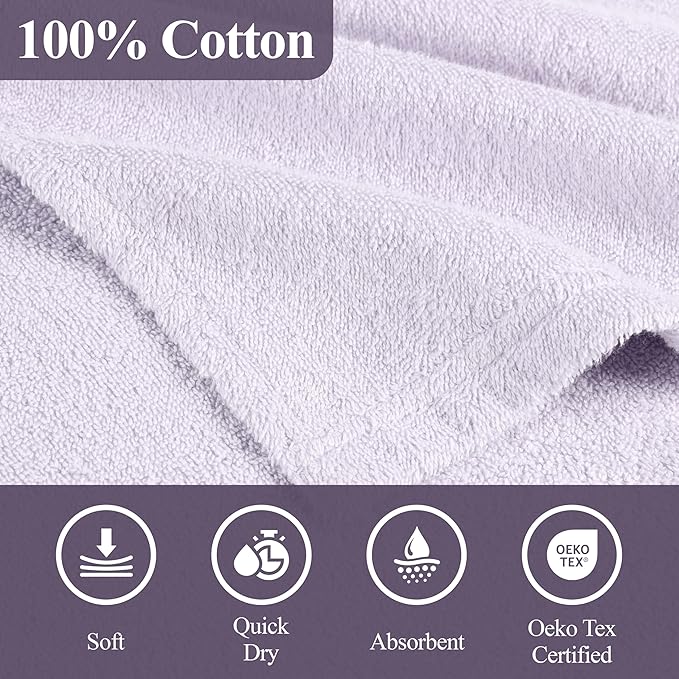 Superior Kids Cotton Terry Poncho, Soft, Absorbent Bath Towel with Hood, Bathroom Accessories, Long, Plush Bathrobes for Bath, Shower, Spa, Resort, Hotel, Beach, Pool, Boy, Girl, Large Size, Lilac