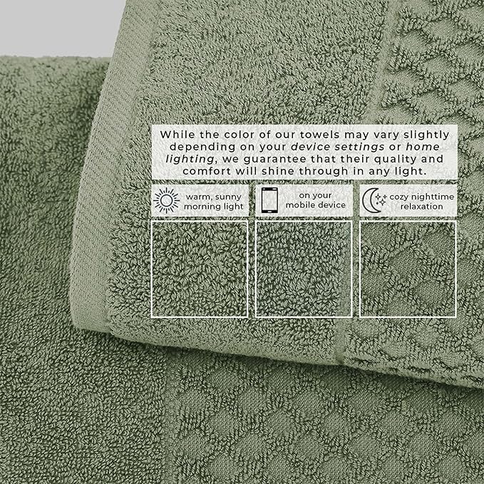Great Bay Home Hand Towels - 100% Cotton 6 Pack 26x16 Hand Towel Set - Absorbent, Durable, Quick-Dry Towels for Bathroom (Eucalyptus)