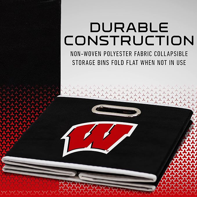 Franklin Sports NCAA College Team Fabric Storage Cubes Made to Fit Storage Bin Organizers