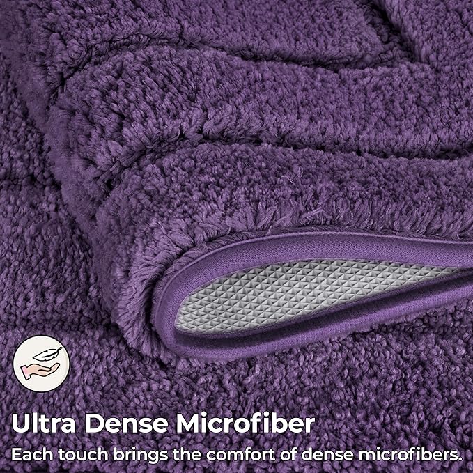 GRANNY SAYS Bathroom Toilet Rugs U Shaped, Bath Mats for Bath, Bathroom Rugs Non Slip Washable, Absorbent Microfiber Toilet Mat, Soft Plush Shaggy Bath Carpet, 20" x 24", Purple