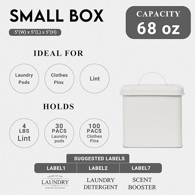 3-Set Laundry Room Organization and Storage | Modern Farmhouse Laundry Room Decor | Laundry Container for Organizing Laundry Pods, Laundry Powder, Dryer Sheets, Dryer Balls, Cream White