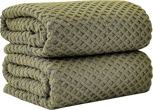 Great Bay Home Oversized Bath Sheets - 100% Cotton 2 Pack 68x35 Extra Large Towel - Absorbent, Durable, Quick-Dry Towels for Bathroom (Olive)