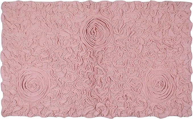 Home Weavers Bell Flower Collection 100% Cotton Tufted Bath Rugs, Extra Soft and Absorbent Bath Rugs, Non-Slip Bath Mats, Machine Washable, Bath Mats for Bathroom Floor, 24"x40" Rectangle, Pink