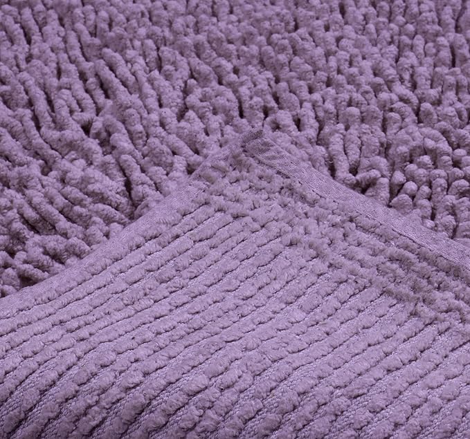 Home Weavers Fantasia Bath Rug 100% Cotton Bathroom Rugs Set, Washable Rug, Soft Cotton Extra Soft and Absorbent Bath Rug, Kitchen Mat, Bath Mat Set, Bath Floor Mat Non Slip, 21"x54" Runner, Purple