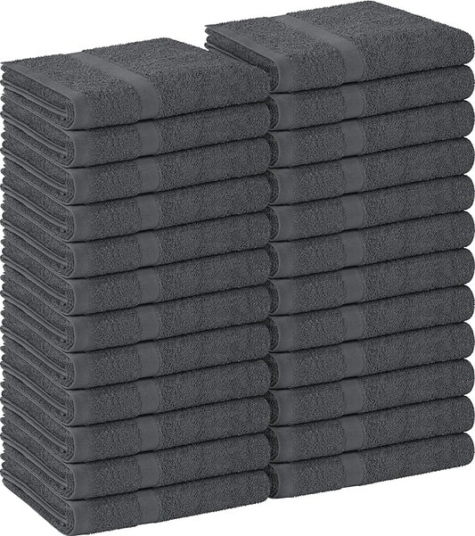 Utopia Towels, Salon Towel, Pack of 24, Not Bleach Proof, 16 by 27 Inches, Highly Absorbent Cotton Towels for Hand, Gym, Beauty, Spa, and Home Hair Care, Grey