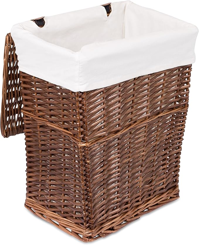 BirdRock Home Woven Willow Baskets with Liner | Set of 5 | Rectangular Hampers and Storage Bins with Lids | Decorative Wooden Wicker Baskets | Organizer | Natural (Brown)