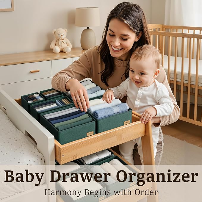 Clothing Drawer Organizer - Set of 6 Foldable Organizers for Clothes, Ideal for Dresser Drawers, Underwear, Socks, Baby Clothes and Closet Storage,Drawer Organizer bins, Cream