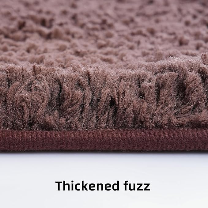 3 Pieces Luxury Bathroom Rug Set with U-Shaped Toilet Rug, Non-Slip Rubber Bottom, Thick Microfiber Fluffy Plush, Water absorption, Quick Dry, Ultra Soft, Bath Mats for Bathroom, Tub(Chocolate)