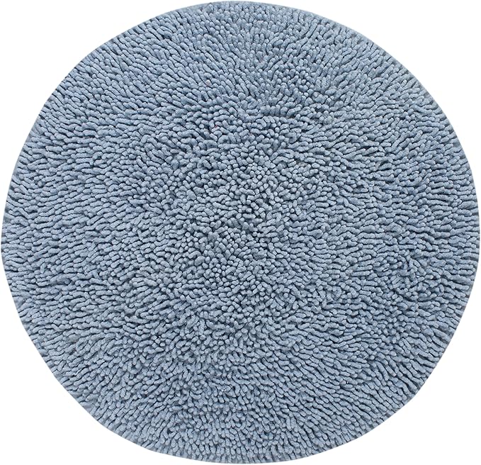 Home Weavers Fantasia Bath Rug 100% Cotton Bathroom Rugs Set, Bathroom Décor, Washable Rug, Extra Soft and Absorbent Bath Rug, Kitchen Mat, Bath Mat Set, Bath Floor Mat Non Slip, 30" Round, Blue