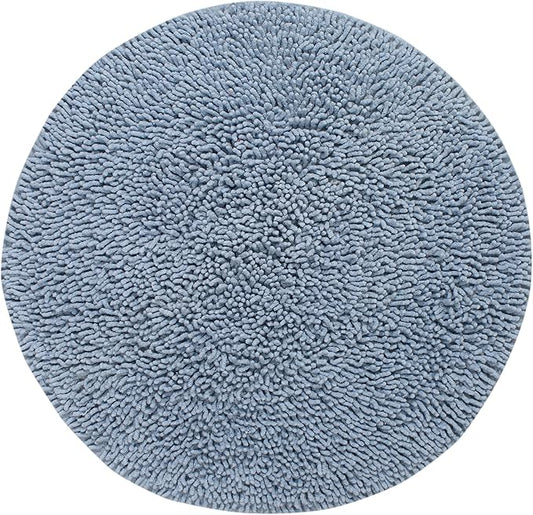 Home Weavers Fantasia Bath Rug 100% Cotton Bathroom Rugs Set, Bathroom Décor, Washable Rug, Extra Soft and Absorbent Bath Rug, Kitchen Mat, Bath Mat Set, Bath Floor Mat Non Slip, 30" Round, Blue