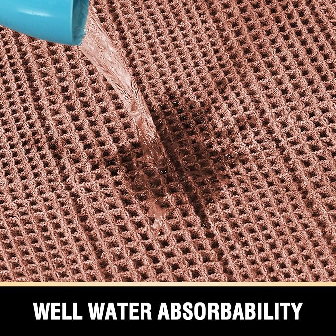 H.VERSAILTEX Waffle Bath Mat Super Absorbent Bathroom Mats Non Slip Bath Rugs for Bathroom Floor Machine Washable Ultra Soft Bathroom Rugs for Beside Tub, (32 x 20 Plus 24 x 17 - Inches, Soft Pink)