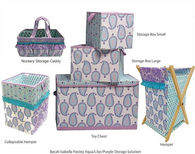 Bacati -Toy Chest Paisley Isabella Purple/Lilac/Aqua Girls