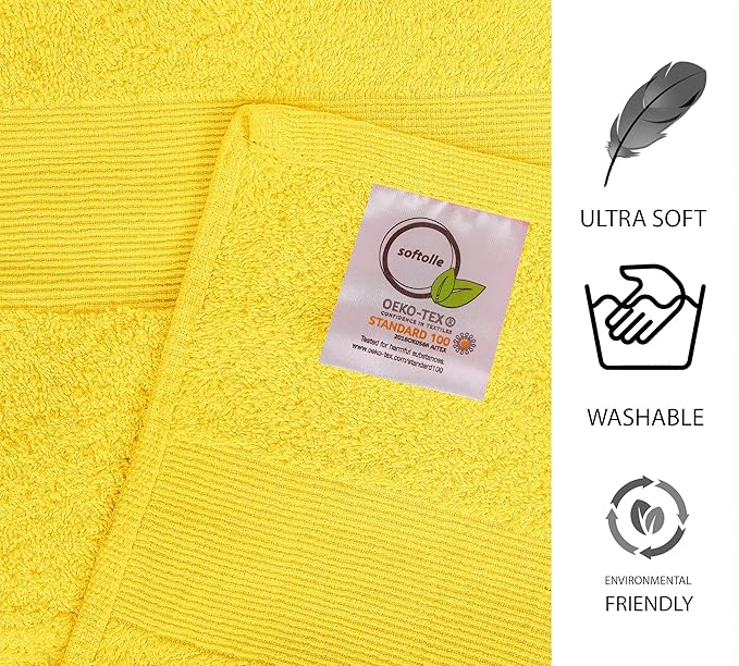 100% Cotton Luxury Bath Sheets - Pack of 2 (35" x 70") | Super Soft, Quick-Dry & Highly Absorbent Towels for Bathroom, Home, Spa & Gym (Yellow)