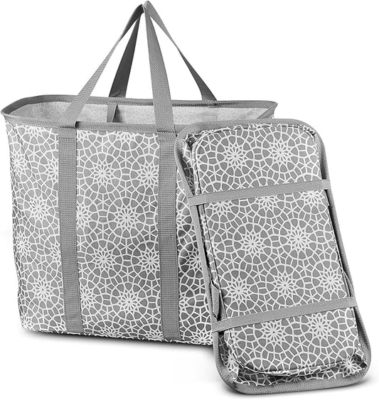 YOHOM Flexible Laundry Basket 80L, Folding Hamper for Clothes Large Collapsible Tote for Big Family, Portable Storage Basket for Dorm, Bedroom and Bathroom (Gray (80L))