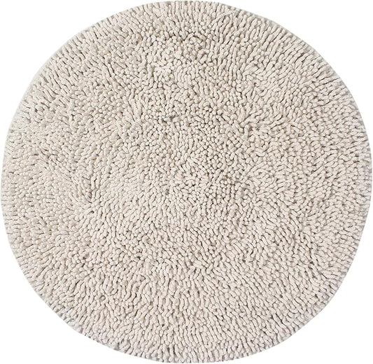 Home Weavers Fantasia Bath Rug 100% Cotton Bathroom Rugs Set, Bathroom Décor, Washable Rug, Extra Soft and Absorbent Bath Rug, Kitchen Mat, Bath Mat Set, Bath Floor Mat Non Slip, 30" Round, Ivory