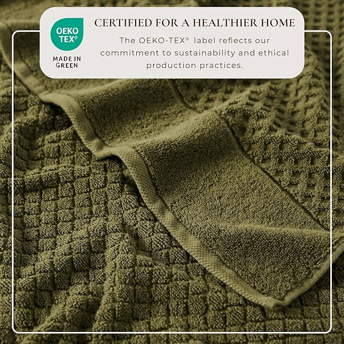 Great Bay Home Oversized Bath Sheets - 100% Cotton 2 Pack 68x35 Extra Large Towel - Absorbent, Durable, Quick-Dry Towels for Bathroom (Olive)