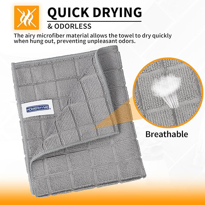 HOMERHYME Hand Towels for Bathroom, 24 Pack 25''*15'' Microfiber Grey Bath Hand Towels, Quick Dry Lint Free Soft Absorbent Bulk Washcloths Decorative Fingertip Towels for Hotel Travel Kitchen
