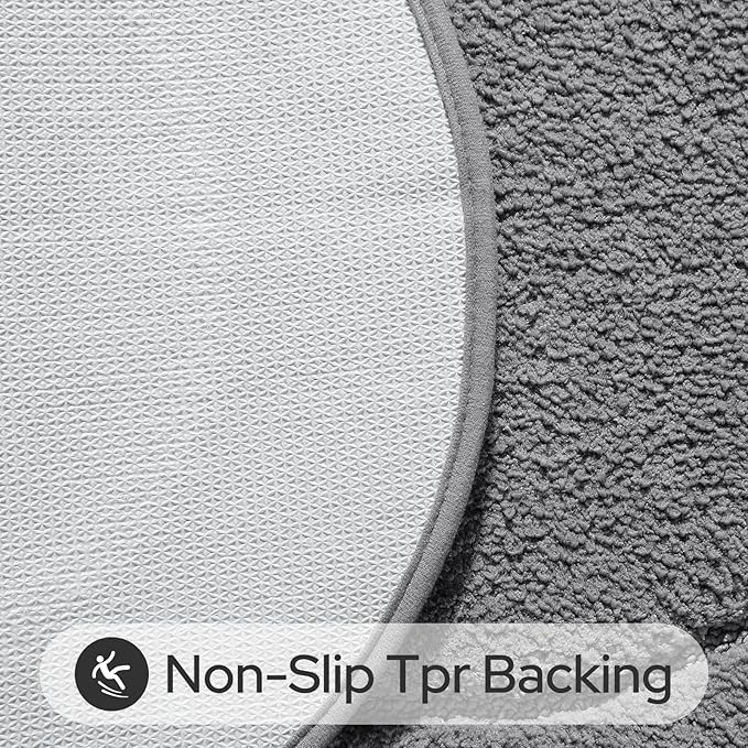 HOMEIDEAS Bathroom Rugs Sets 2 Piece, Soft Bathroom Mats and Absorbent Microfiber Machine Washable Bath Mats for Shower Room, Bathtub, Kitchen (20" x 32" + 16" x 24", Grey)