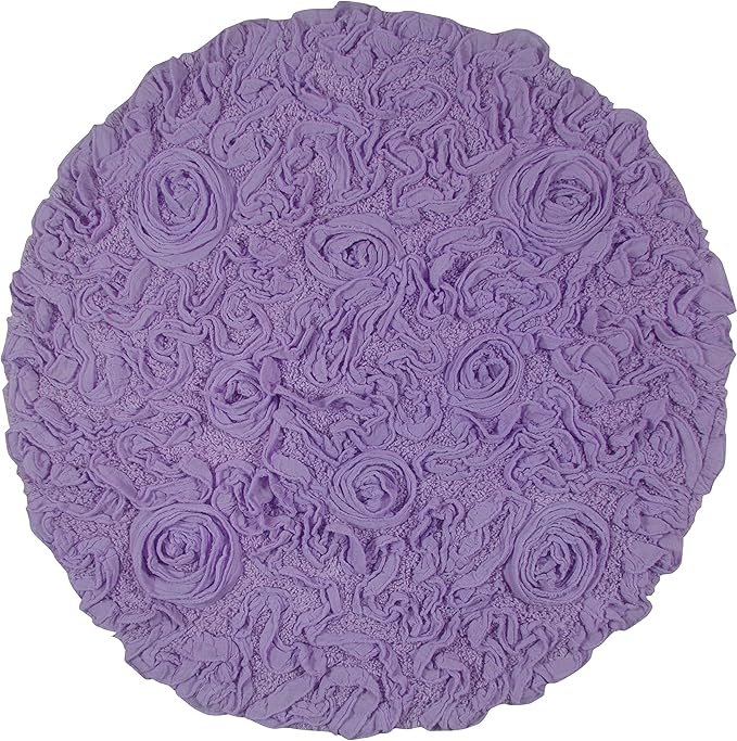 Home Weavers Bell Flower Collection 100% Cotton Tufted Bath Rugs, Extra Soft and Absorbent Bath Rugs, Non-Slip Bath Mats, Machine Washable, Bath Mats for Bathroom Floor and Tub, 30" Round, Purple