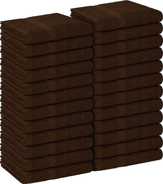 Utopia Towels, Salon Towel, Pack of 24, Not Bleach Proof, 16 by 27 Inches, Highly Absorbent Cotton Towels for Hand, Gym, Beauty, Spa, and Home Hair Care, Dark Brown