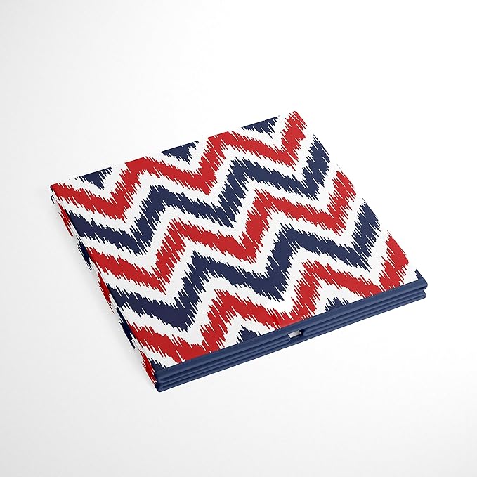 Bacati - Small Storage Tote Mix N Match Ikat Chevron/Dots Navy/Red 10 x 10 x 10 inches