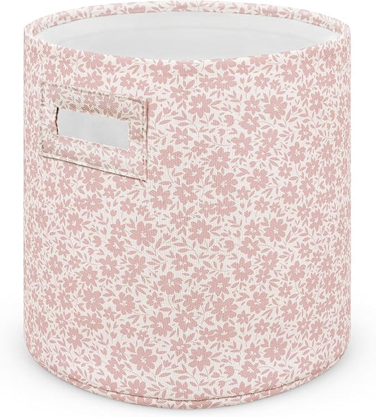 Sorrel + Fern Nursery Storage Basket (Antique Rose), Soft Collapsible Fabric Toy Bin, Magic Forest-Inspired Organizer for Playroom or Nursery, Gender-Neutral Decor, 13 × 13 Inches