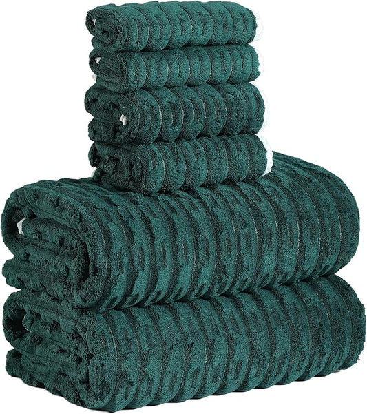 30X60 Inches Extra Large Bath Towels Sets of 6 for Bathroom Super Soft Quick Dry 2 Bath Towels 2 Hand Towels 2 Washcloth Towels Microfiber Shower Towels (Dark Green 6Piece)