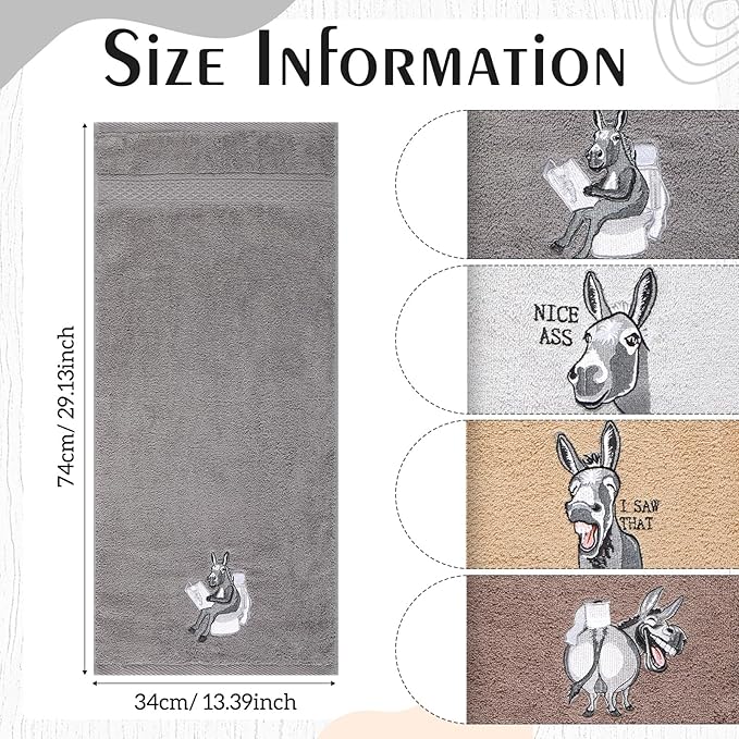 4 PCS Funny Donkey Hand Towels for Bathroom 29 x 13 Farmhouse Bathroom Western Decor Home Decoration Hello Sweet Cheeks Farmhouse Decorative Donkey Hand Towels